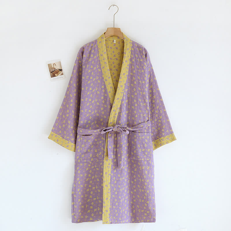 Kimono Bathrobe | Floral Cotton Gauze | One Size