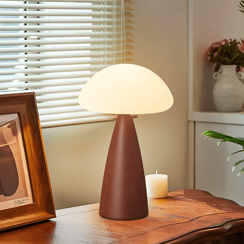 Clara Mushroom Table Lamp | Wood, Acrylic, Metal | Walnut Color
