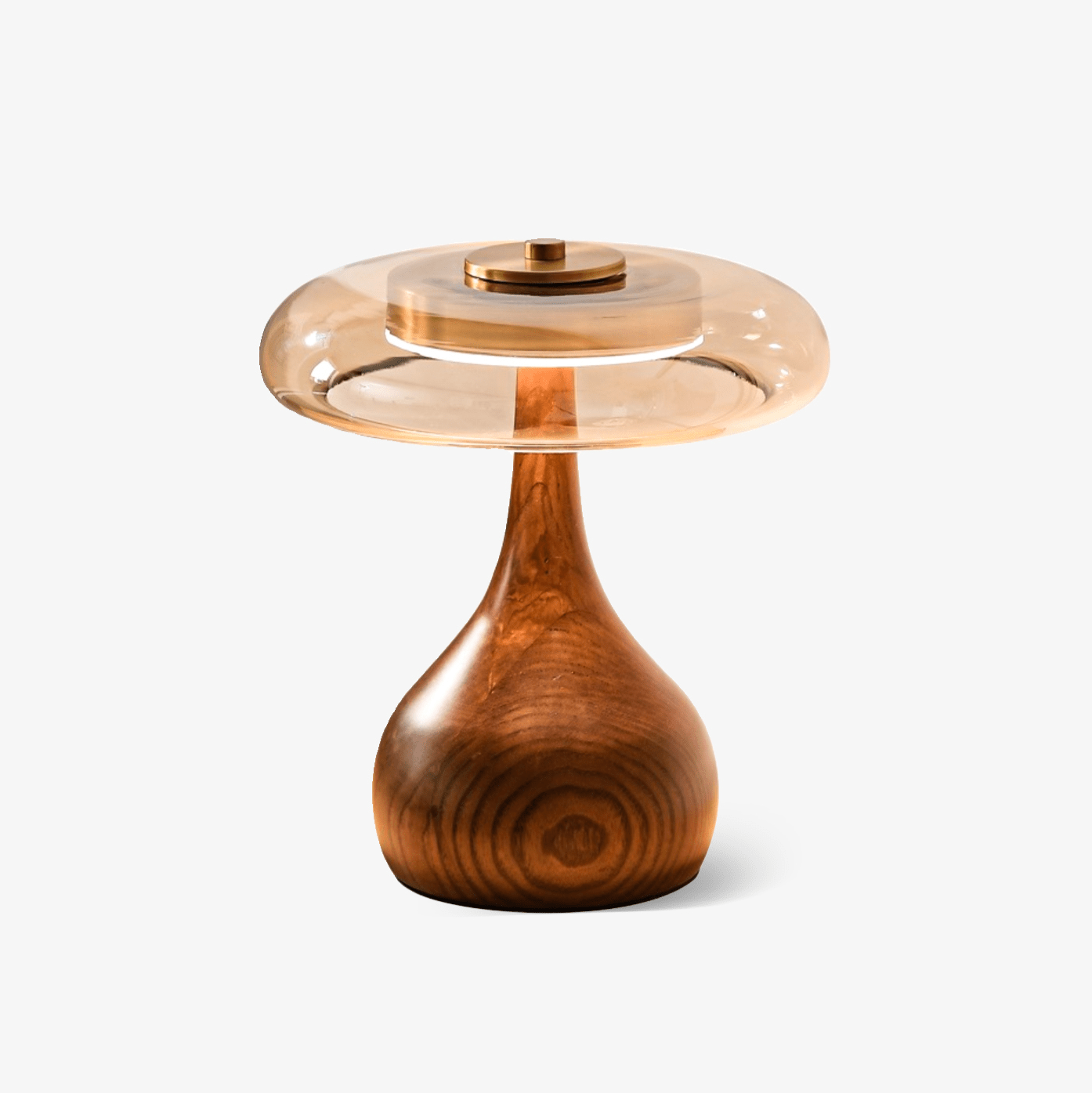 Sienna Table Lamp | Wooden Base & Amber Glass Shade | Three-Color LED