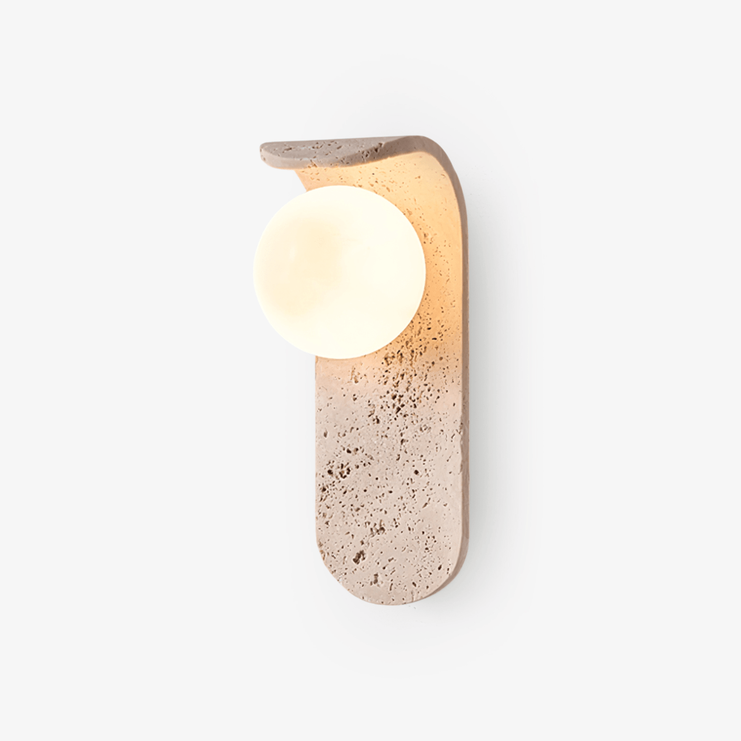 Solis Curve Wall Lamp | Yellow Travertine & Glass | 9.8" Height