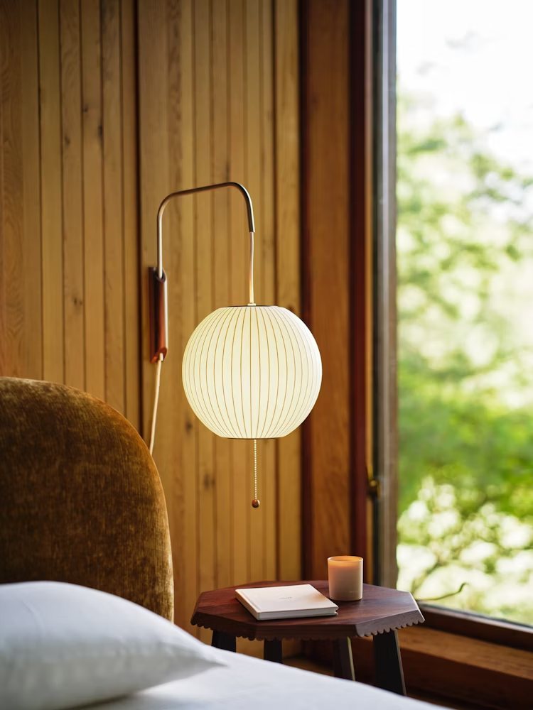Nelson Wall Sconce | White Polymer & Walnut | Midcentury Design