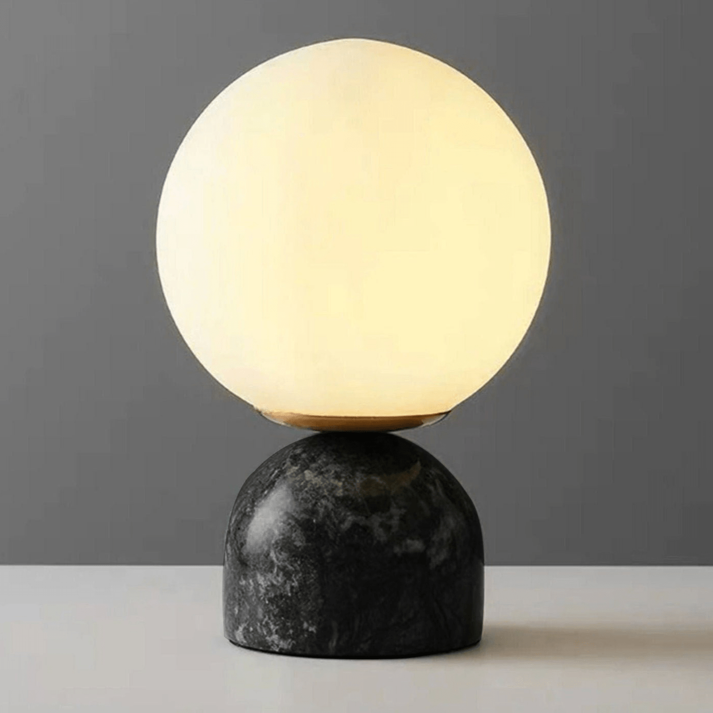 Marble Table Lamp | Elegant Glass Orb | White, Green, Black