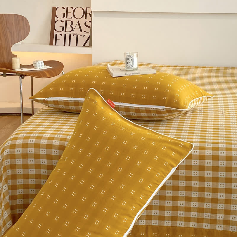 Cotton Gauze Plaid Coverlet | 100% Organic Cotton | Twin Size