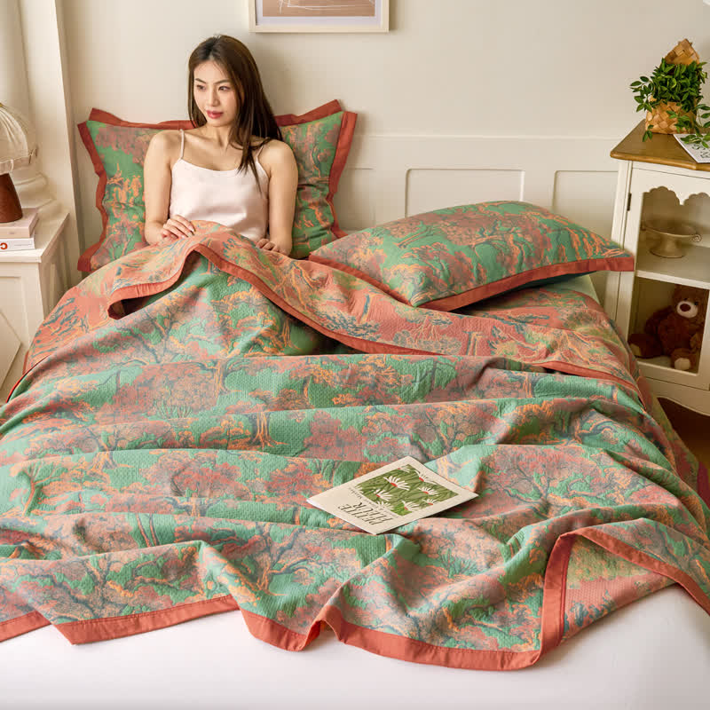 Cotton Gauze Quilt | Forest-Themed Patterns | Full, Queen, King Sizes