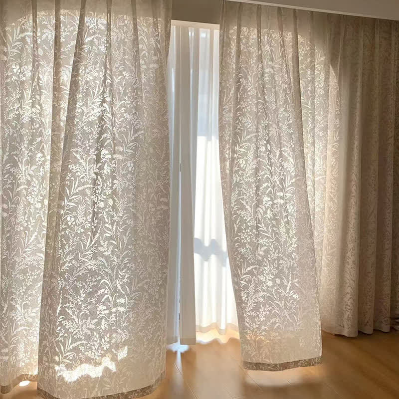 Sheer Gauze Curtain | Hollow Out Branches and Leaves Design | Multiple Sizes