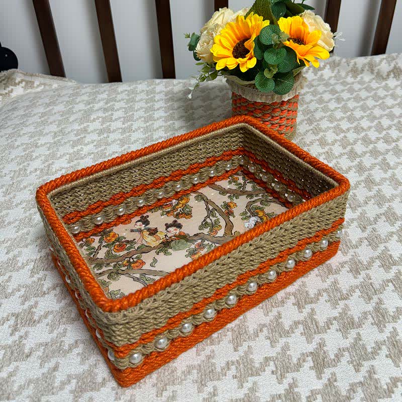 Rustic Storage Basket | Hand-Woven Jute Rope | Natural Color