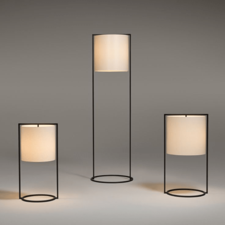 Mirage Frame Table Lamp | Metal, Fabric | Black, White