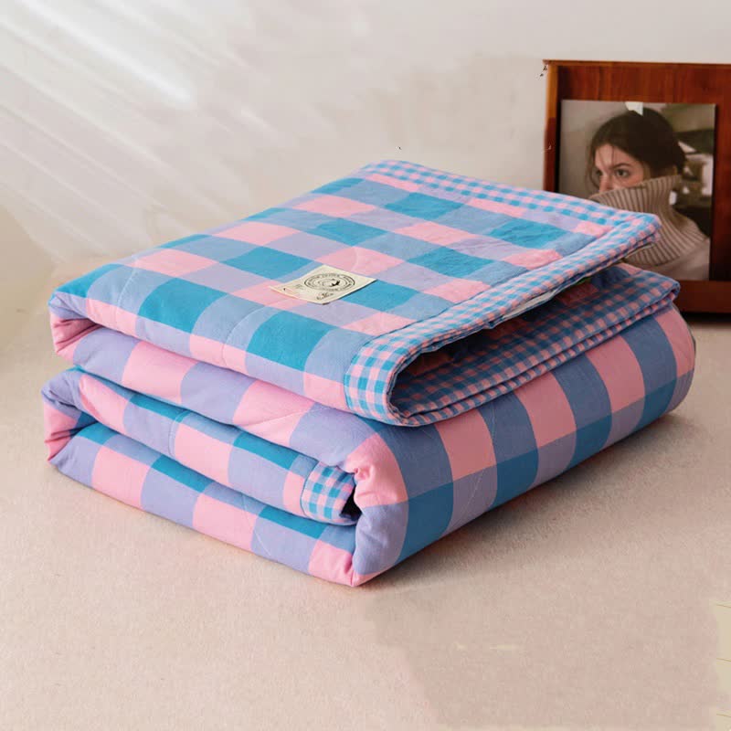Plaid Cotton Bedding Set | Vintage Yarn-Dyed Design | 4 Pieces