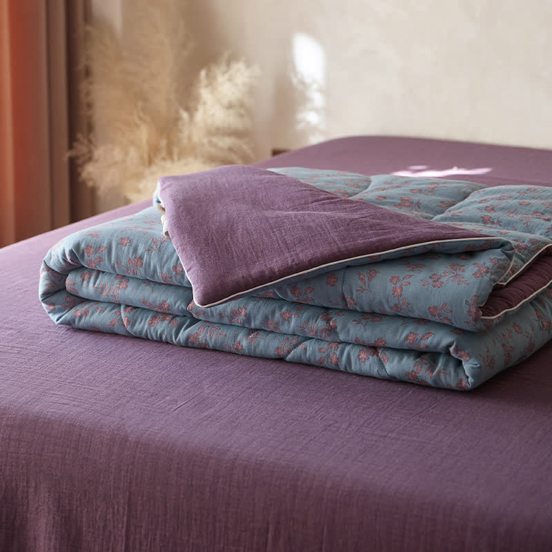 Cotton Gauze Floral Bedding Set | Soft & Breathable | 4 Pieces
