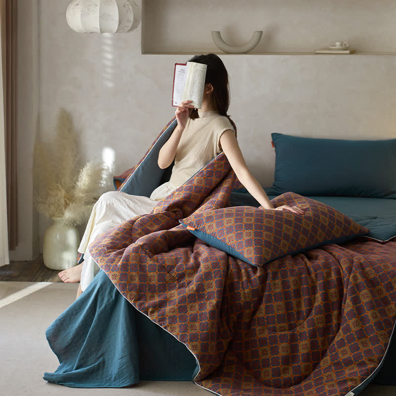 Vintage Bedding Set | Cotton Gauze Jacquard | 4 Pieces