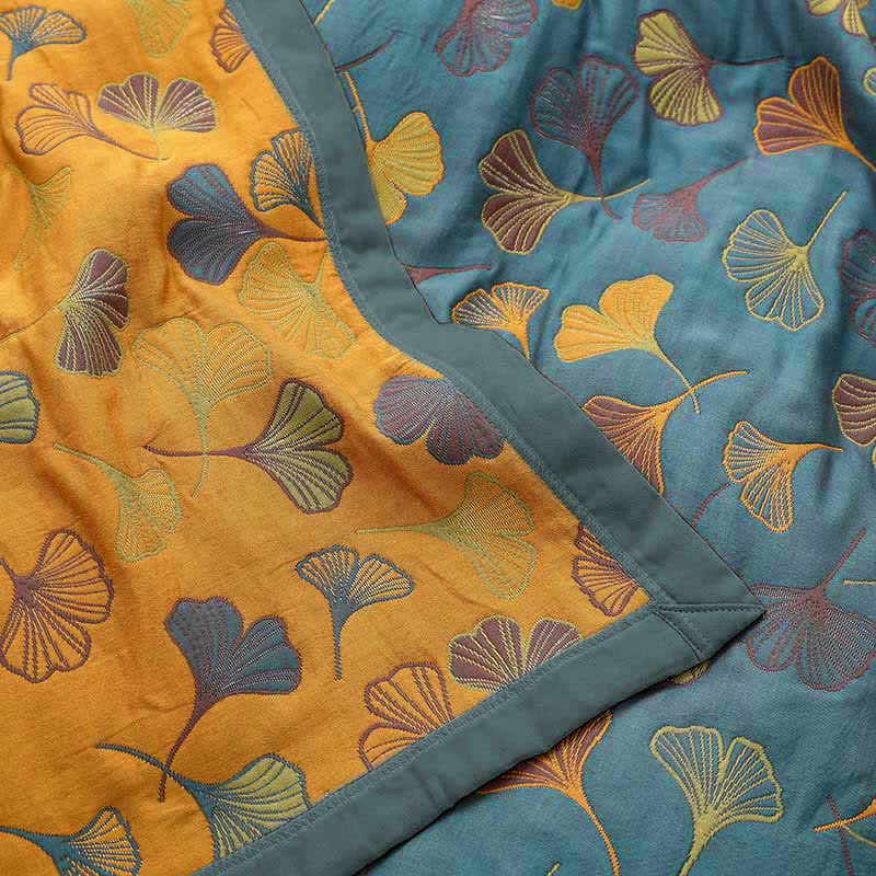 Ginkgo Leaf Quilt | 100% Combed Cotton | Reversible | Full/Queen/King Sizes