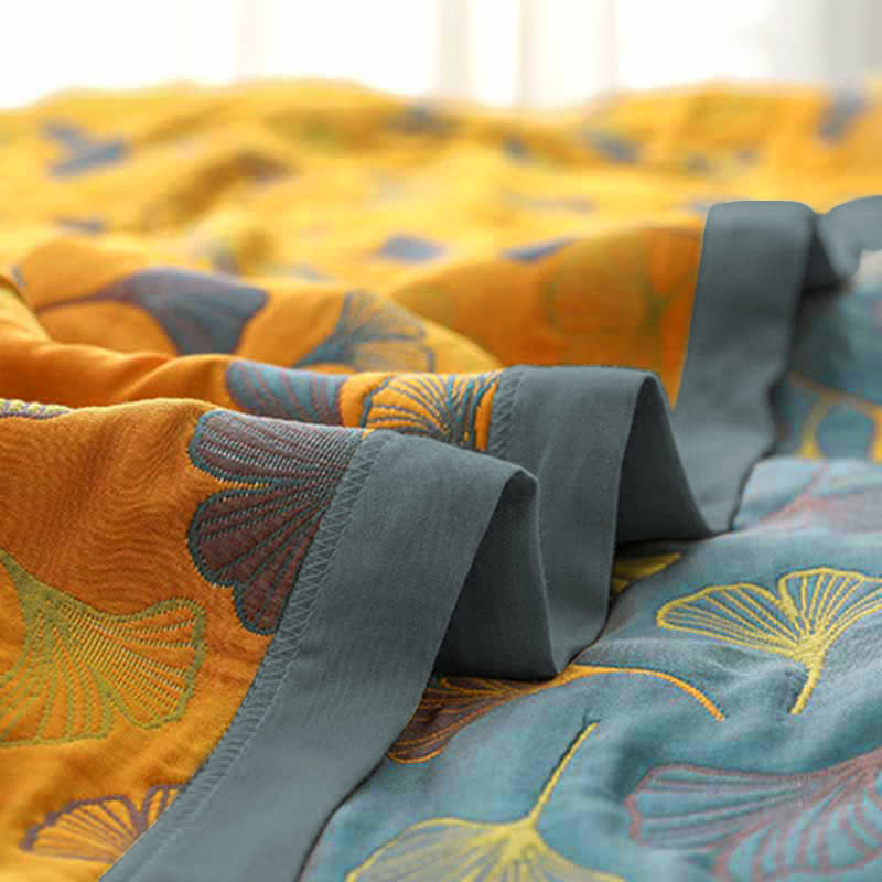 Ginkgo Leaf Quilt | 100% Combed Cotton | Reversible | Full/Queen/King Sizes