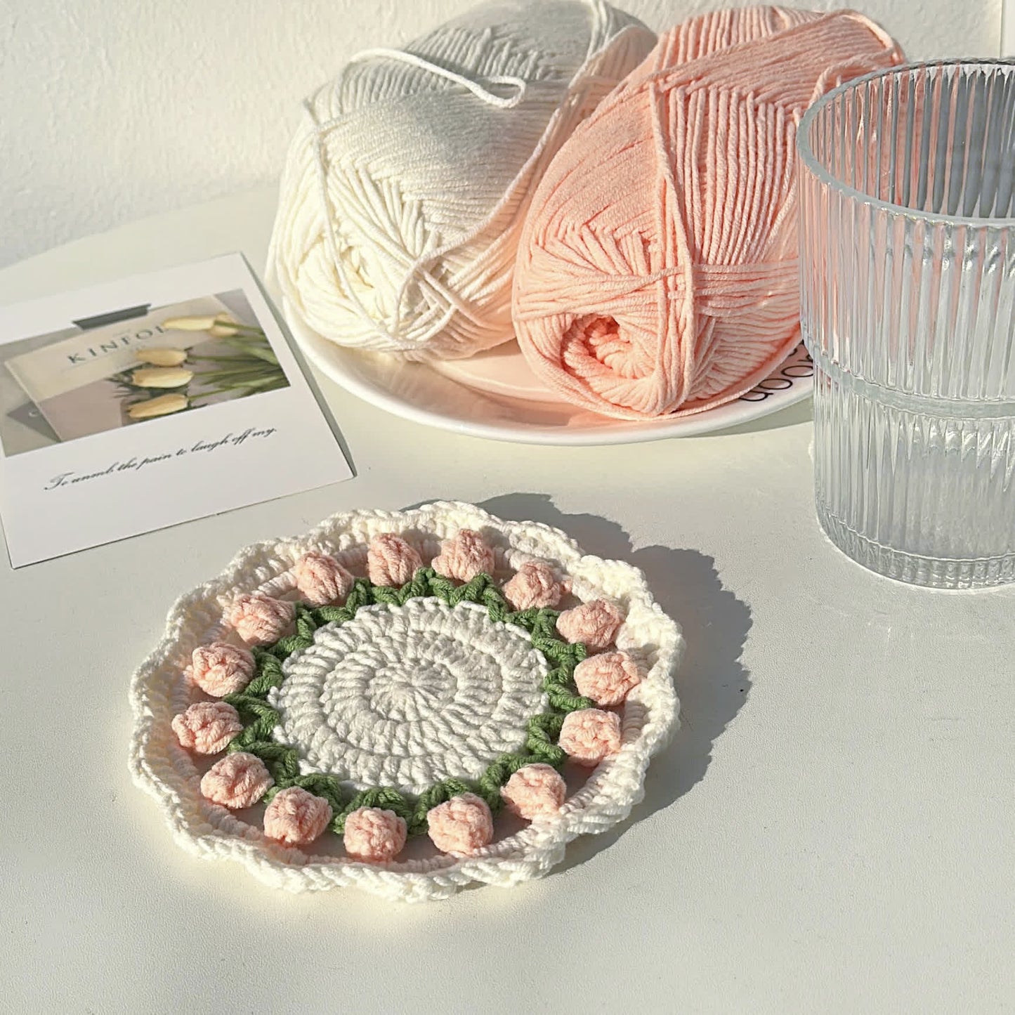 Handmade Crochet Coaster Set | High-Quality Yarn | Available in 1, 2, 4, or 5 Pieces