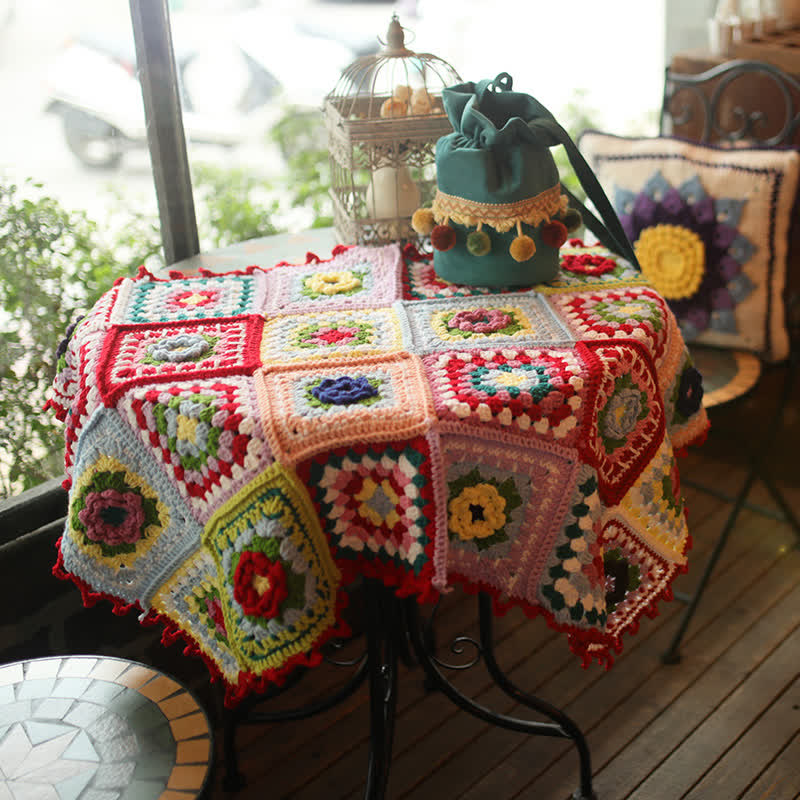 Crochet Blanket | Soft Acrylic | Floral Design