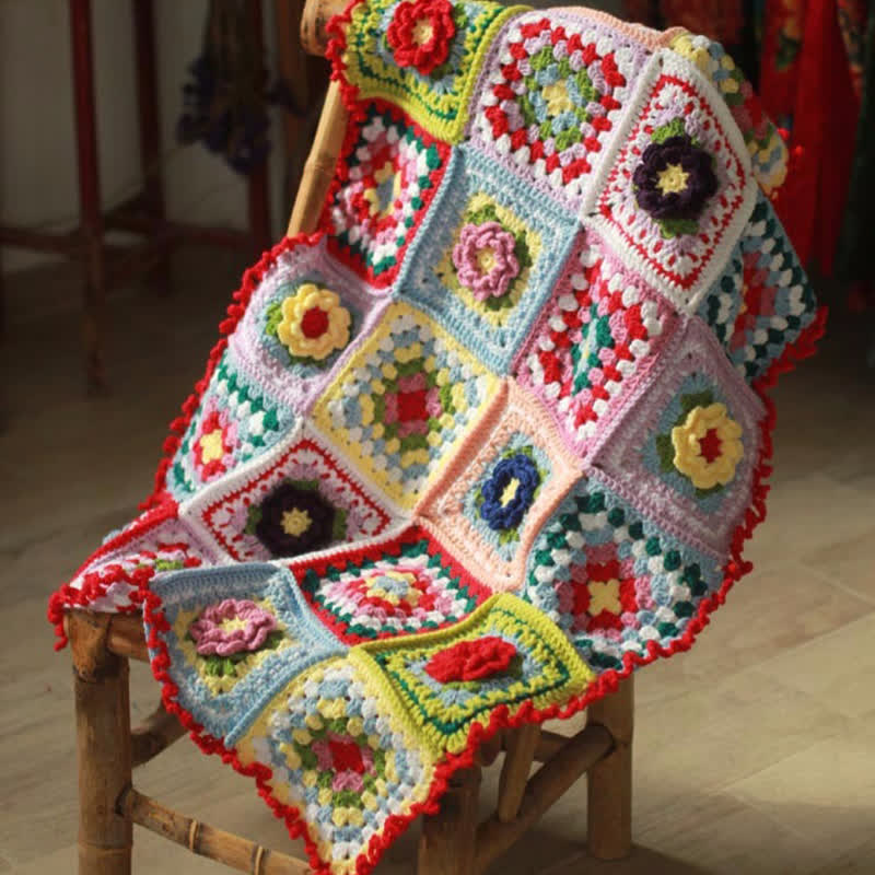 Crochet Blanket | Soft Acrylic | Floral Design