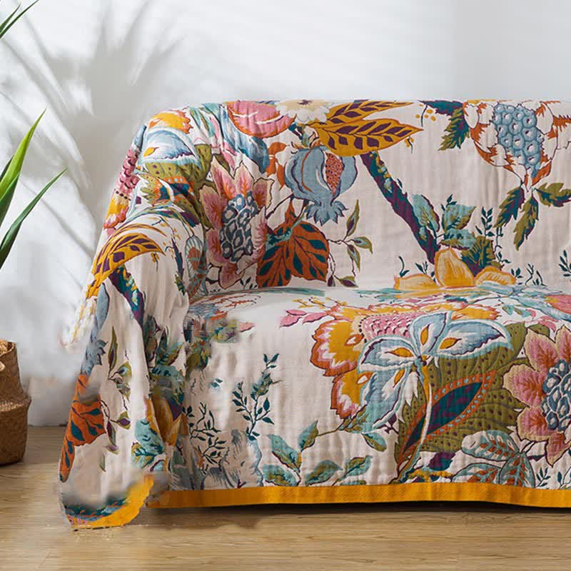 Reversible Floral Quilt | Breathable Cotton Gauze | Full/Queen Size