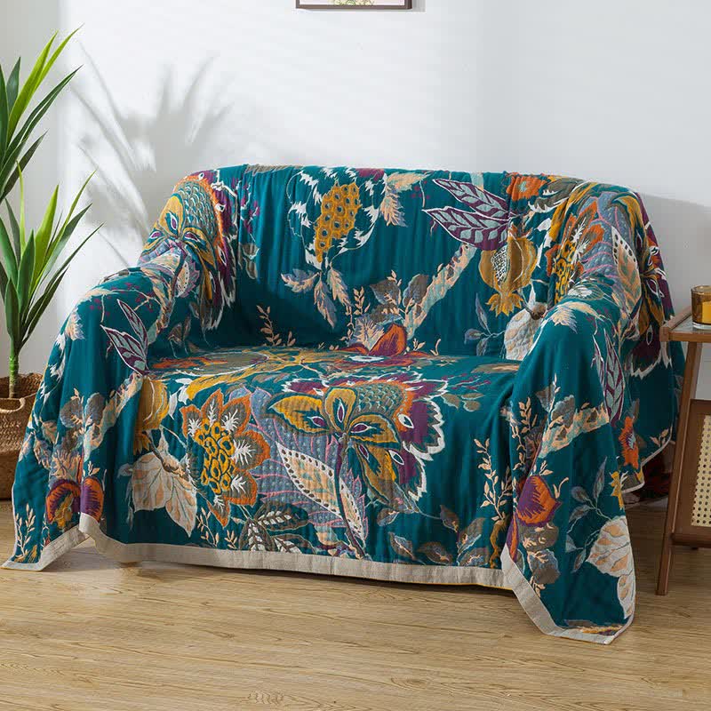 Reversible Floral Quilt | Breathable Cotton Gauze | Full/Queen Size