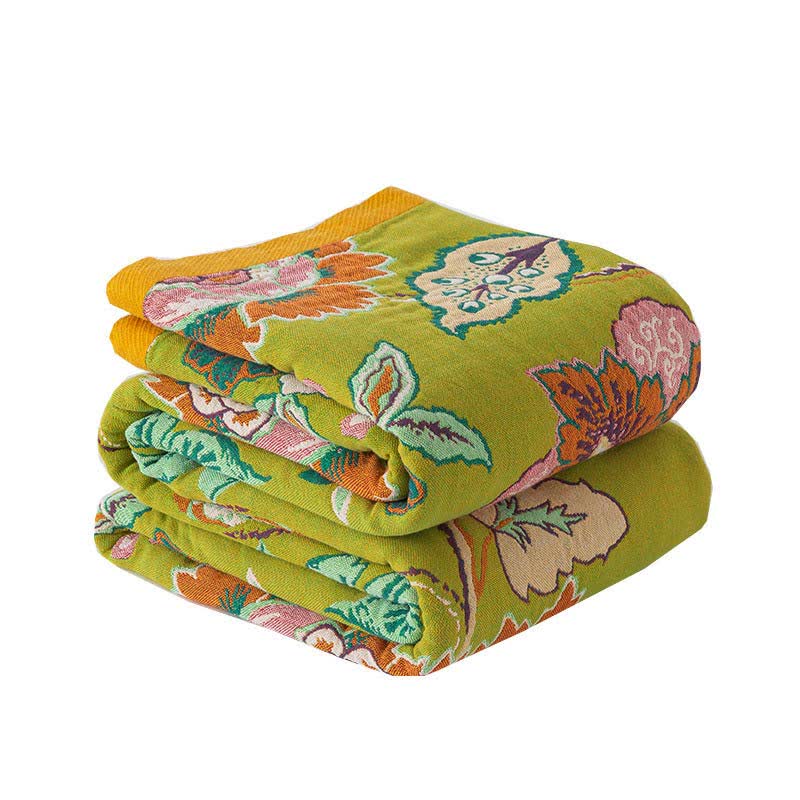 Colorful Floral Cotton Gauze Quilt | Breathable Reversible Design | Full/Queen Size