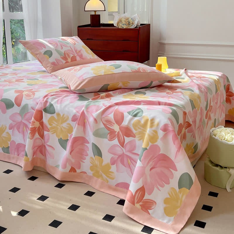 Rustic Floral Cotton Coverlet | Eco-Friendly Soft Fabric | Available in Twin, Full, Queen, King Sizes