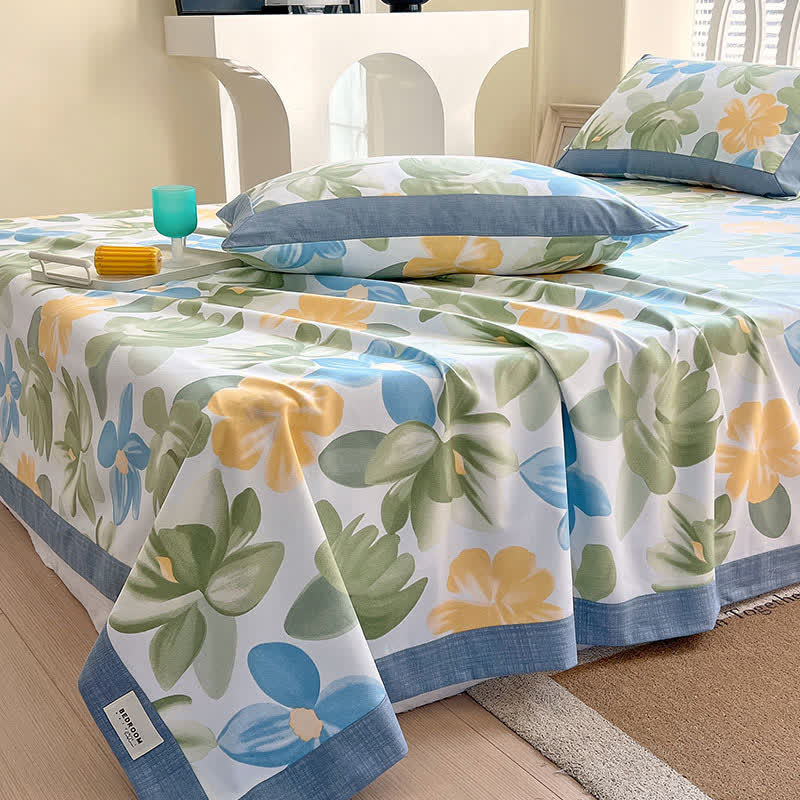 Rustic Floral Cotton Coverlet | Eco-Friendly Soft Fabric | Available in Twin, Full, Queen, King Sizes