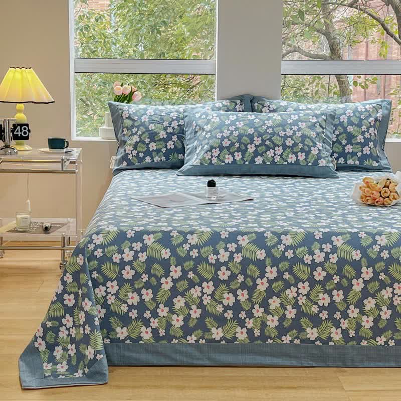 Cotton Coverlet Set | Pastoral Floral Leaf Design | Twin, Full, Queen, King Options