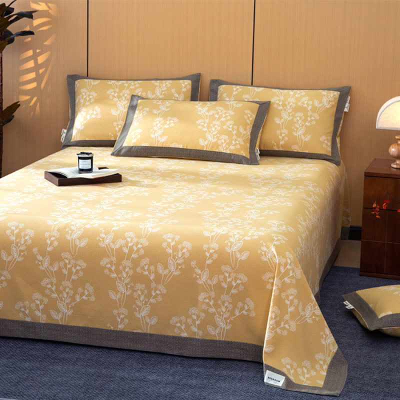 Botanical Pattern Cotton Coverlet | Eco-Friendly Soft Cotton | Multiple Sizes