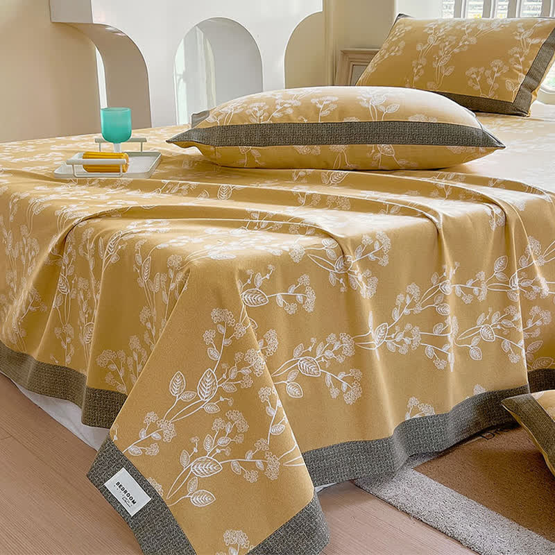 Botanical Pattern Cotton Coverlet | Eco-Friendly Soft Cotton | Multiple Sizes