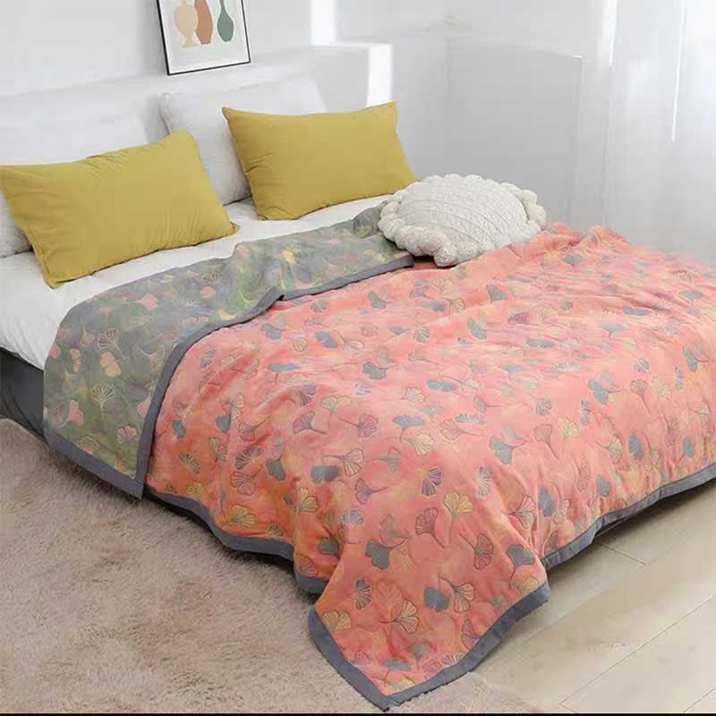 Ginkgo Leaf Quilt | 100% Combed Cotton | Reversible | Full/Queen/King Sizes