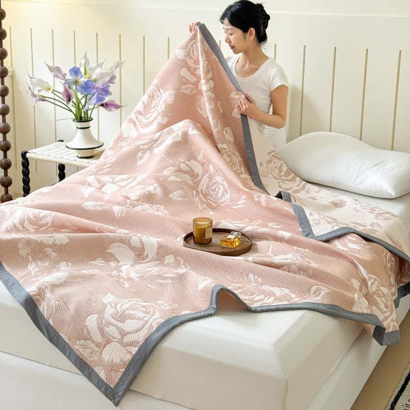 Cotton Quilt | Triple Layered Gauze | Pink Rose, Twin/Full/Queen Options