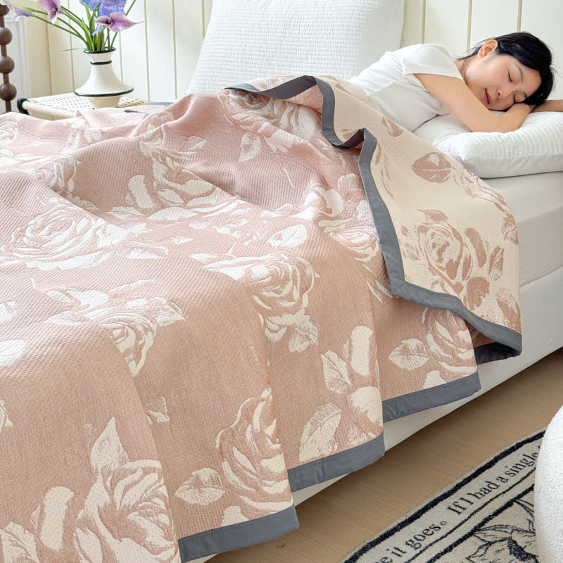 Cotton Quilt | Triple Layered Gauze | Pink Rose, Twin/Full/Queen Options
