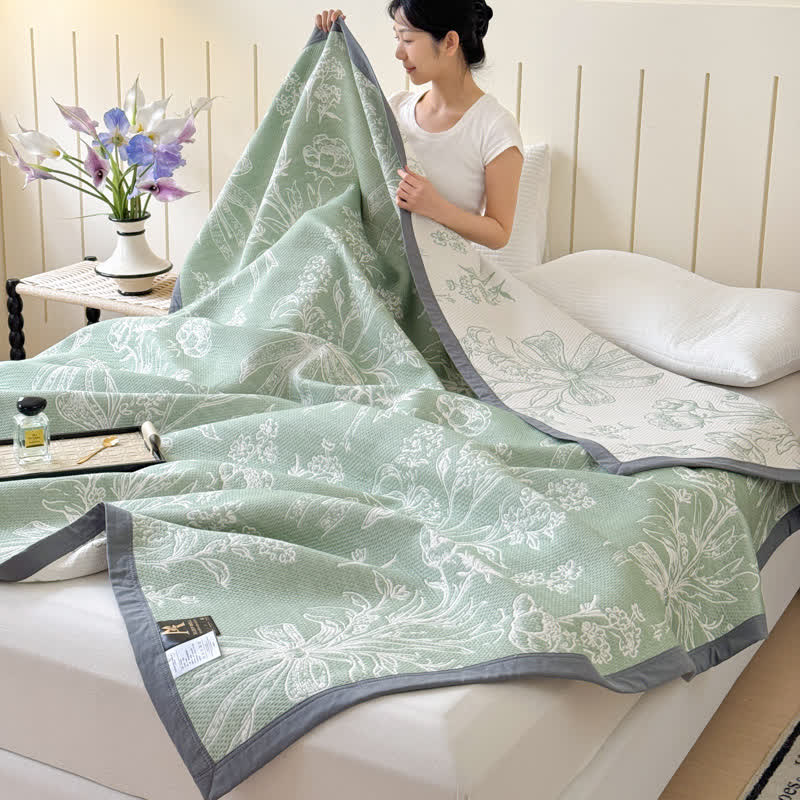 Cotton Gauze Quilt | Reversible Floral Pattern | Twin, Full, Queen Sizes