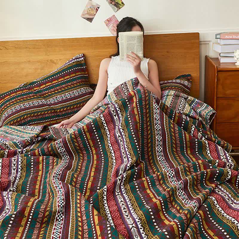 Cotton Gauze Quilt | Retro Ethnic Design | Full, Queen, King Sizes