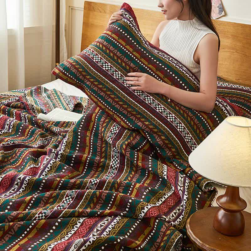 Cotton Gauze Quilt | Retro Ethnic Design | Full, Queen, King Sizes