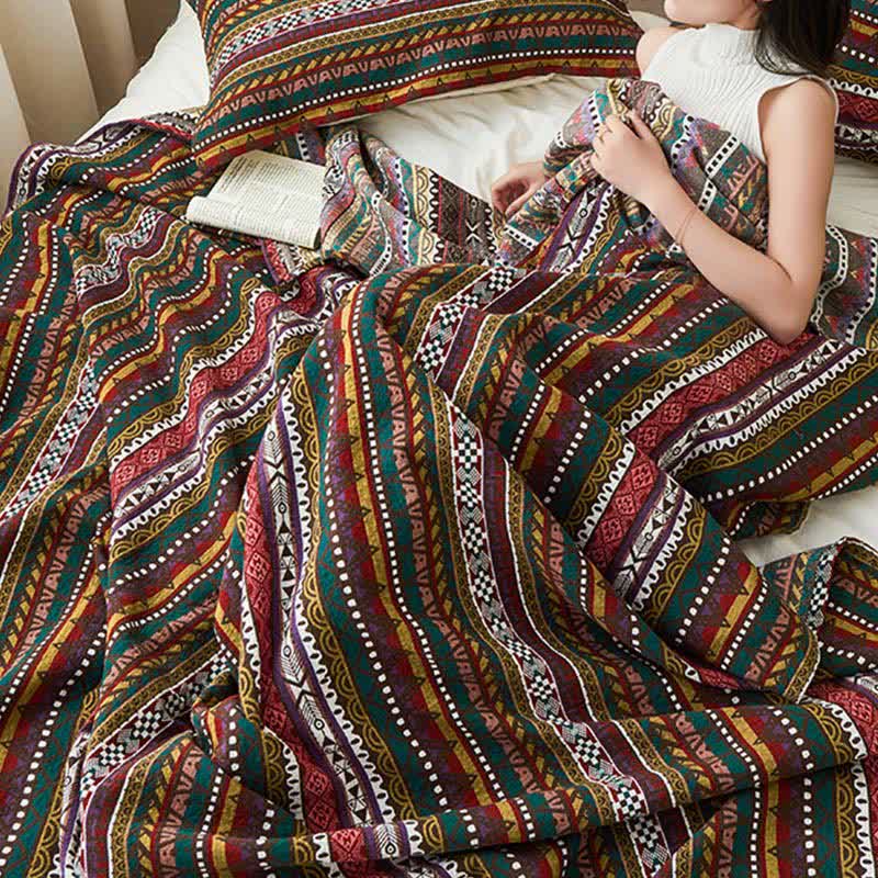 Cotton Gauze Quilt | Retro Ethnic Design | Full, Queen, King Sizes