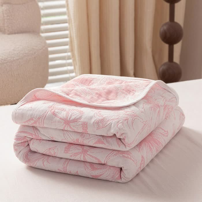 Cotton Gauze Quilt | Sunflower Jacquard Pattern | Twin, Full, Queen Sizes
