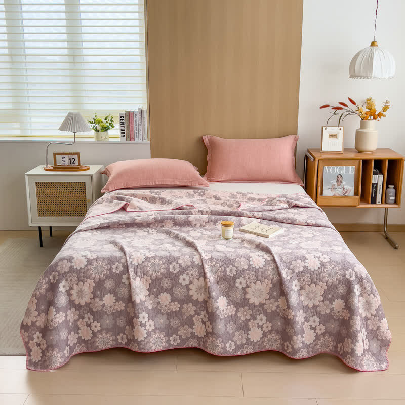 Reversible Cotton Coverlet | Floral Print | Twin, Full & Queen Sizes
