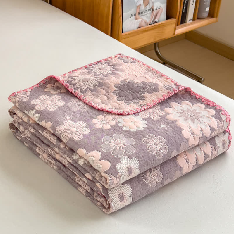 Reversible Cotton Coverlet | Floral Print | Twin, Full & Queen Sizes