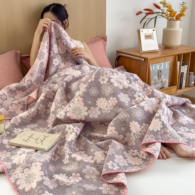 Reversible Cotton Coverlet | Floral Print | Twin, Full & Queen Sizes