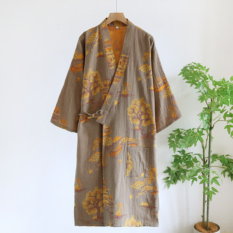 Kimono Bathrobe | Soft Cotton Jacquard | Vintage Style