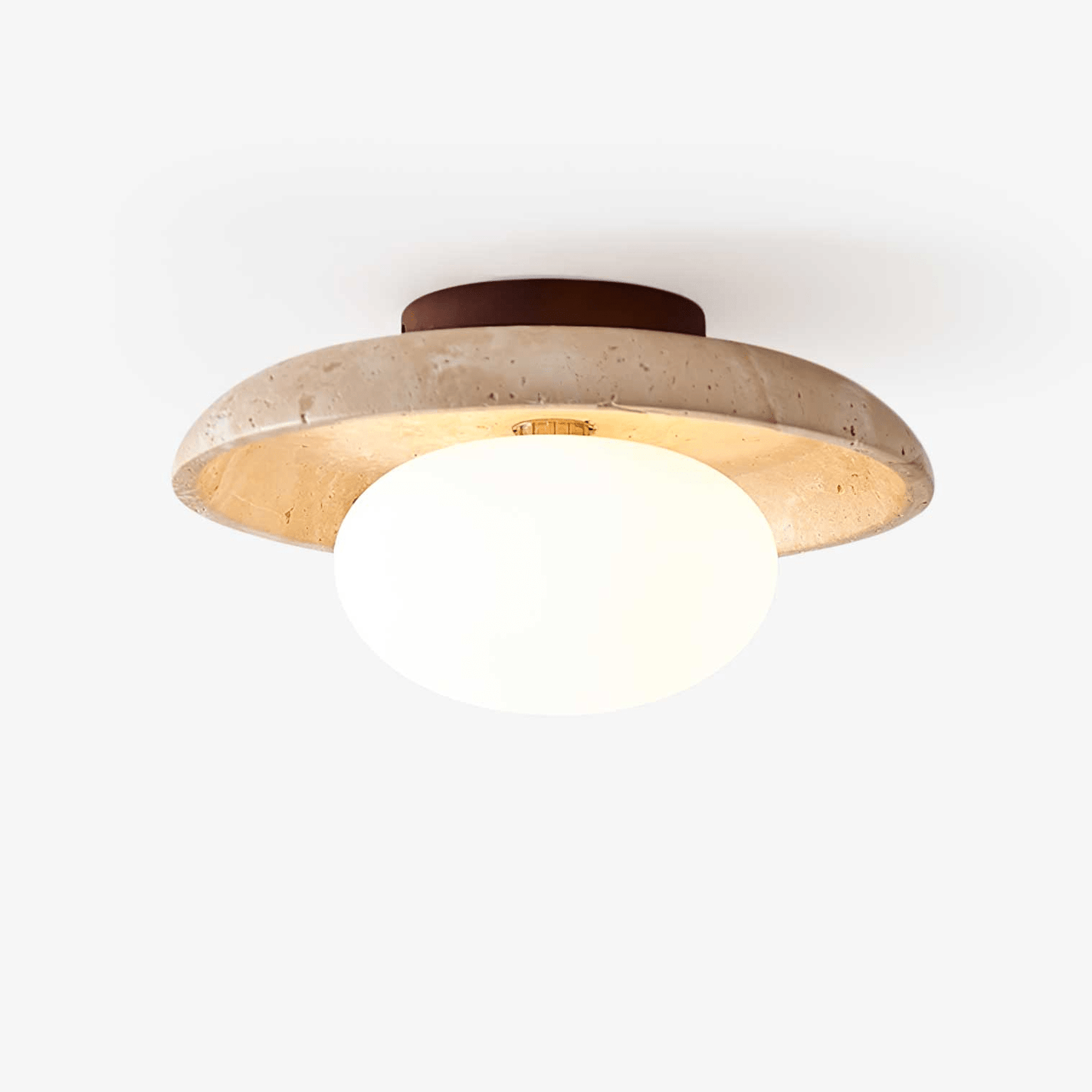 Lunaro Ceiling Lamp | Travertine & Glass | White