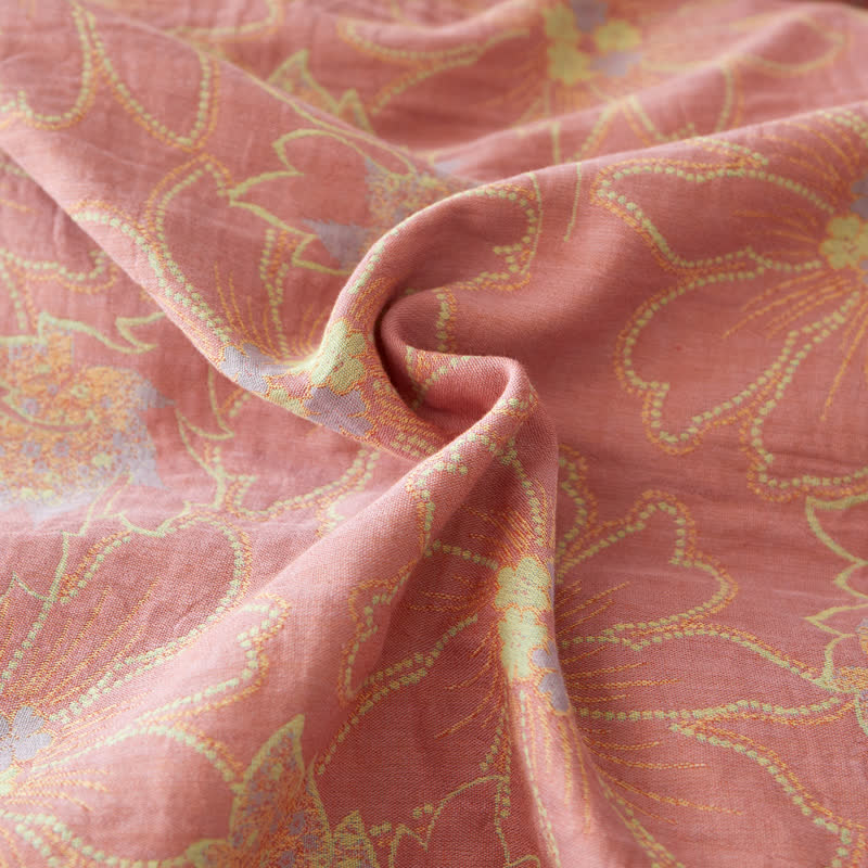 Cotton Gauze Coverlet | Reversible Floral Design | Twin Size