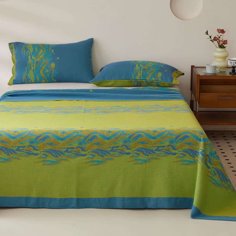 Landscape Print Coverlet | Soft Cotton Gauze | Multiple Sizes Available
