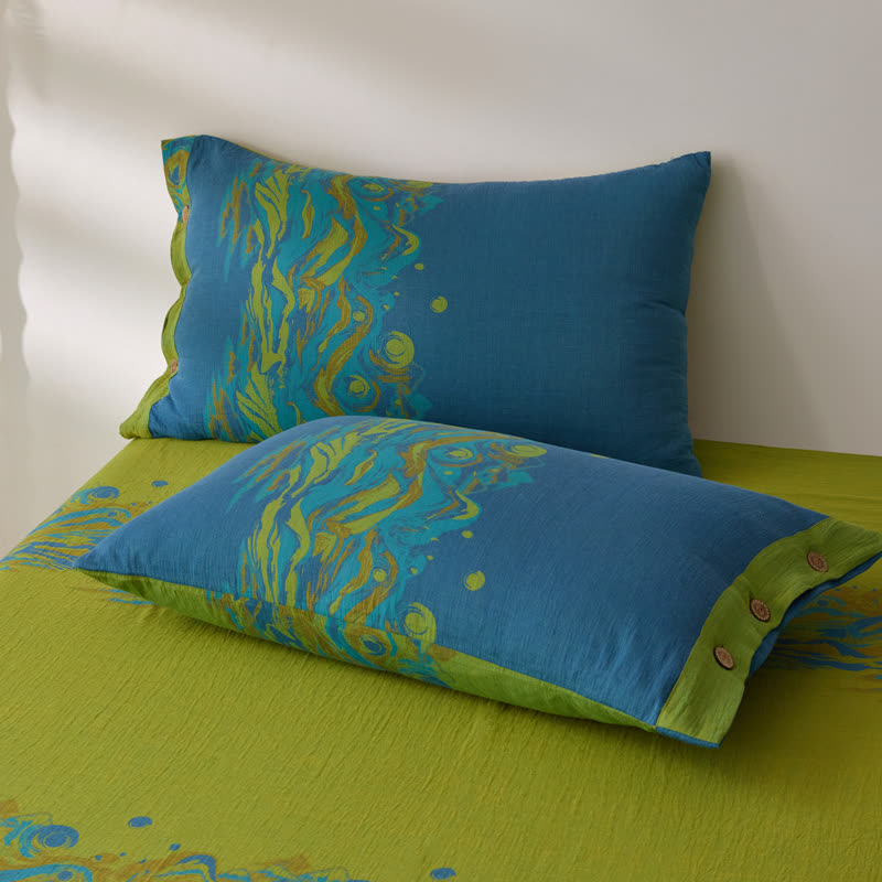 Landscape Print Coverlet | Soft Cotton Gauze | Multiple Sizes Available