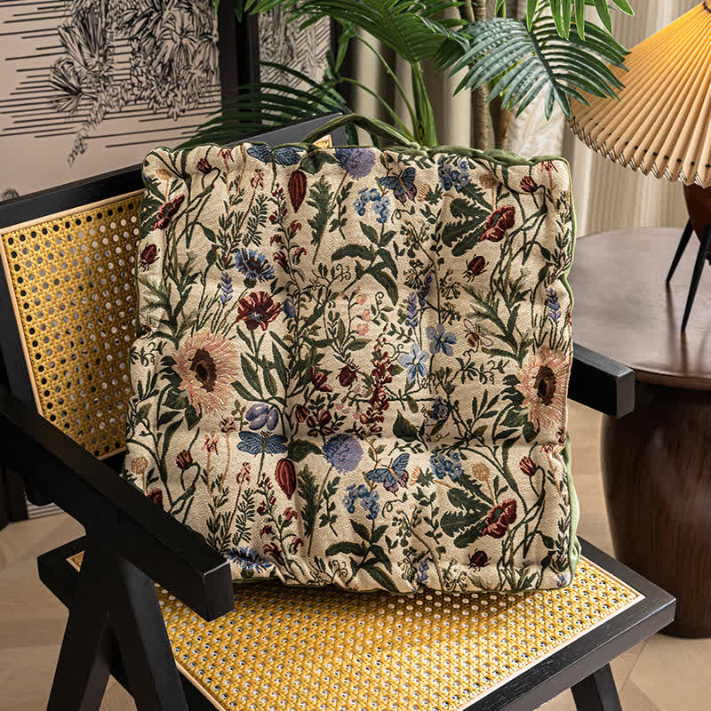 Floral Seating Cushion | Double-Sided Polyester | 17" x 17"