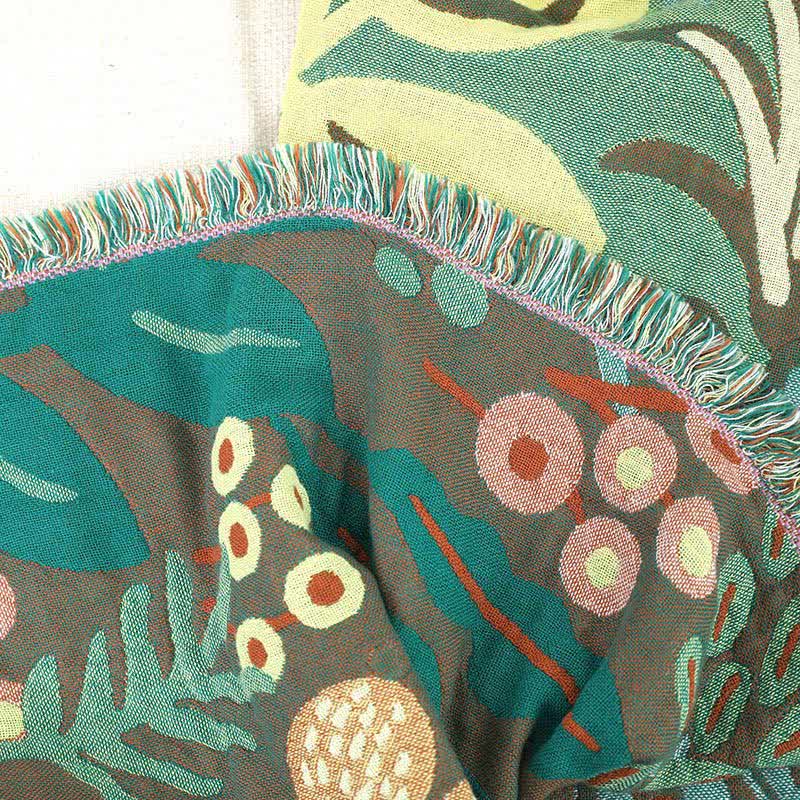 Cotton Gauze Blanket | Reversible Forest Tiger Design | 59" x 79"
