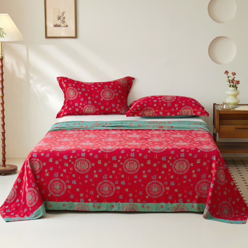 Cotton Reversible Coverlet | Double-layer Jacquard | Multiple Sizes