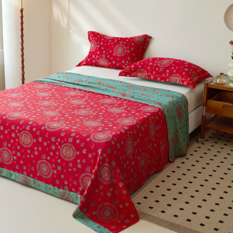 Cotton Reversible Coverlet | Double-layer Jacquard | Multiple Sizes