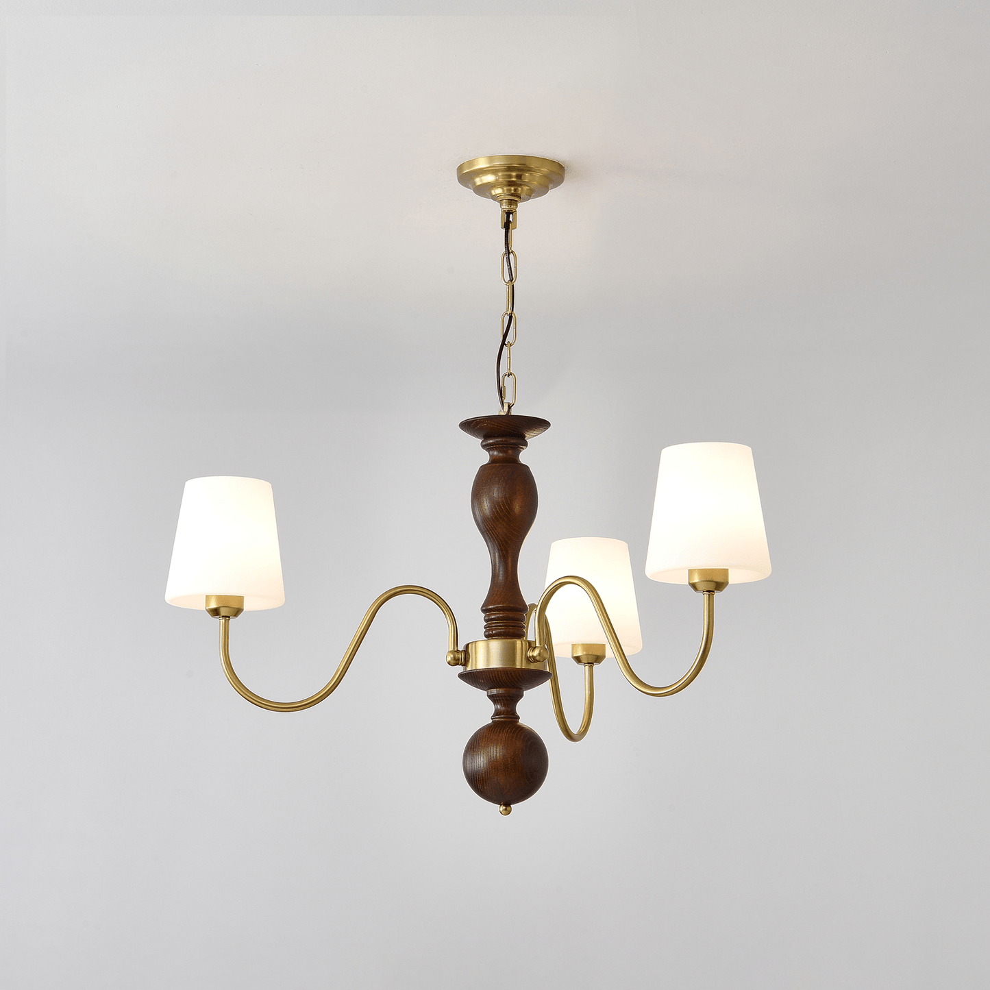 Grove Haven Chandelier | Antique Brass & White Fabric Shade | 3, 6, or 8 Lights