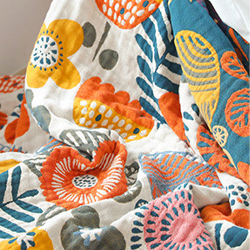Boho Flower Cotton Quilt | Cartoon Pattern | Full/Queen/King Sizes