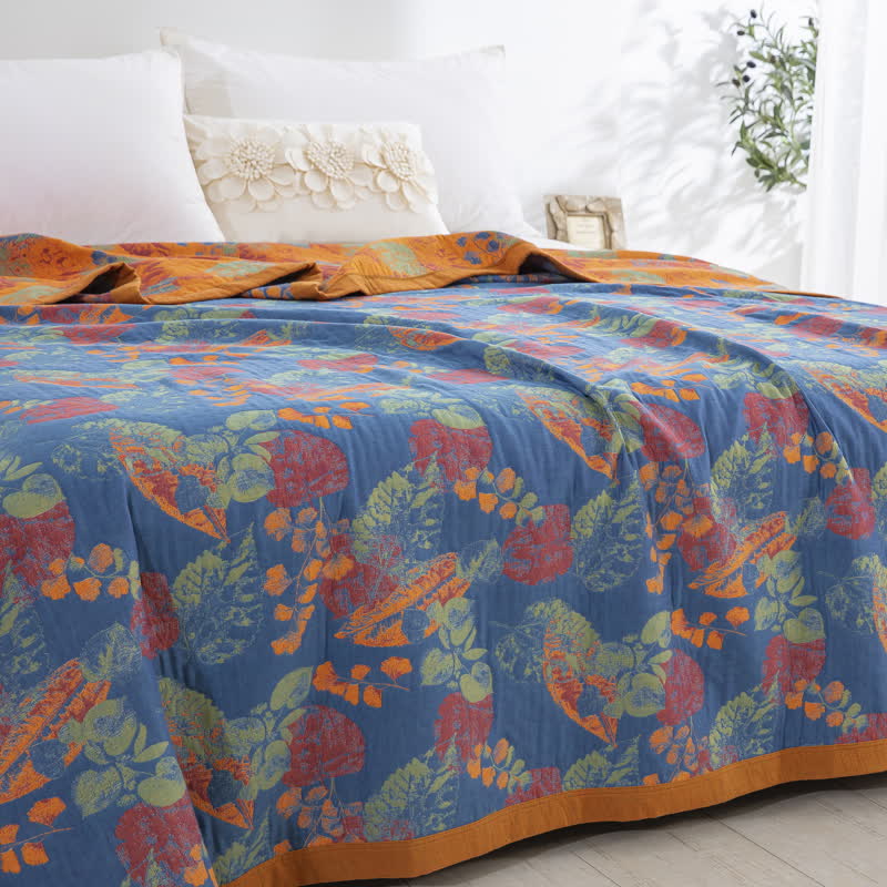 Three Layers Cotton Gauze Quilt | Organic Cotton | Rustic Leaf Design
